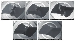 Fig.14 Morphology of the router’s bit after routing aluminum substrate of 10 m by routers with different coatings