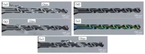 Fig.9 Morphology of after drilling 10 000 holes on aluminum alloy plate by micro drill bits with different coatings